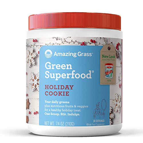 Amazing Grass Green Superfood: Super Greens Powder with Spirulina, Chlorella, Digestive Enzymes & Probiotics, Holiday Cookie, 30 Servings