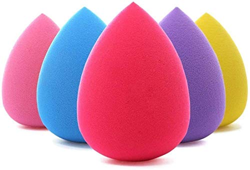 BEAKEY 5 Pcs Makeup Sponge Set Blender Beauty Foundation Blending Sponge, Flawless for Liquid, Cream, and Powder, Multi-colored Makeup Sponges