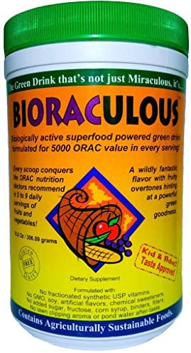 Bioraculous - Biologically Active RAW Delicious SuperFood Green Drink 6000+ORAC ... Resveratrol, Turmeric... 11.02oz