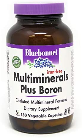 BlueBonnet Multi Minerals Plus Boron No Iron Vegetarian Capsules, 180 Count