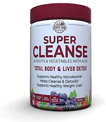 Country Farms Super Cleanse, Organic Super Juice Cleanse, Delicious Drink Powder, 14 Servings, 9.88 Oz (Packaging May Vary)