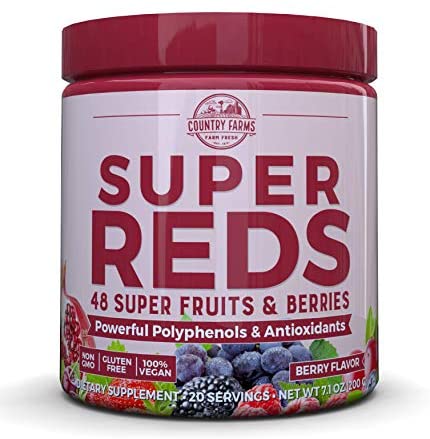 Country Farms Super Reds Energizing Polyphenol Superfood, Antioxidants, Drink Mix, 20 Servings