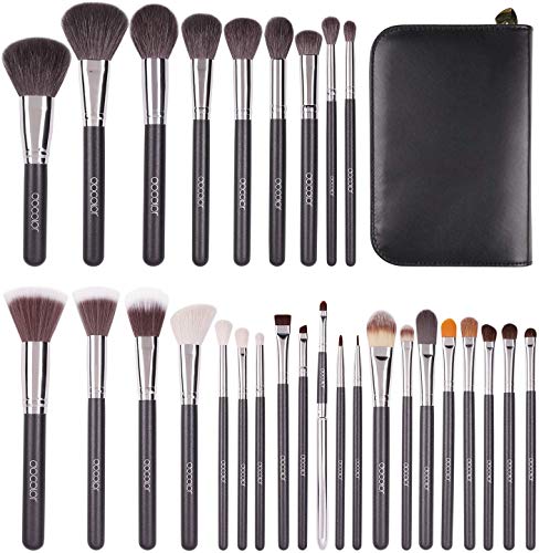 Docolor Makeup Brushes 29 Piece Professional Makeup Brush Set Premium Goat Hair Kabuki Foundation Blending Brush Face Powder Blush Concealers Eye Shadows Make Up Brushes Kit with PU Leather Case