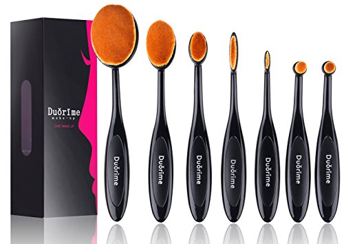 Duorime New 7pcs Black Oval Toothbrush Makeup Brush Set Cream Contour Powder Concealer Foundation Eyeliner Cosmetics Tool …