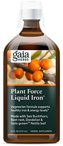 Gaia Herbs PlantForce Liquid Iron Supplement, 16 Ounce - Supports Healthy Iron and Energy Levels, Great-Tasting Vegetarian Herbal Formula