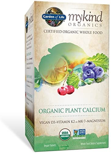 Garden of Life mykind Organic Plant Calcium - Vegan Whole Food Supplement with D3 and K2, Gluten Free, 90 Tablets