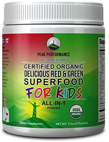 Kids Greens and Reds Superfood Powder. Best Tasting Organic Vegan Super Food Juice with 25+ Real Fruits and Vegetables. Gluten Free Real Food Vitamins. Green and Red Superfoods Supplement for Children