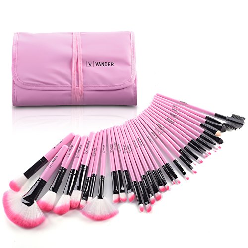 Makeup Brushes, VANDER 32pcs Professional Soft Synthetic Kabuki Cosmetic Eyebrow Shadow Makeup Brush Set Kit