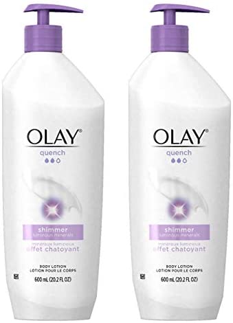 Olay Quench Shimmer Body Lotion, 20.2 fl oz (Pack of 2) Packaging May Vary