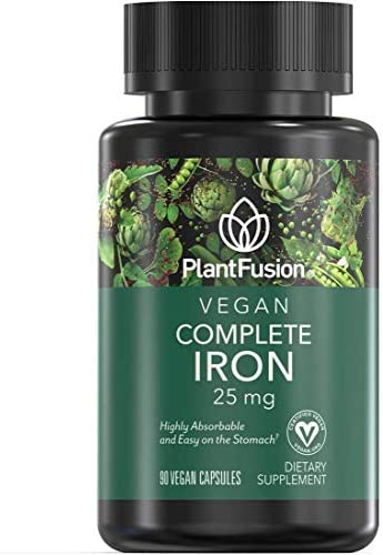 PlantFusion Complete Iron Vegan Vitamin 25 mg | Highly Absorbable and Easy On The Stomach, Plant Based, Gluten and Soy Free, Dietary Supplement, 3 Month Supply, 90 Vegan Capsules