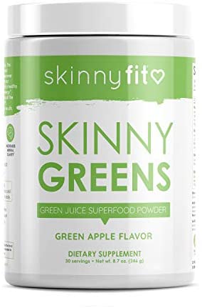 SkinnyFit Skinny Greens, Green Juice Superfood Powder, Green Apple Flavor, Support Weight Loss, Natural Energy & Focus, Reduce Bloating, Helps Reduce Inflammation, Spirulina, Chlorella, 30 Servings