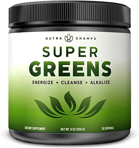 Super Greens Powder Premium Superfood - 20+ Organic Green Veggie Whole Foods - Wheat Grass, Spirulina, Chlorella & More - Antioxidant, Digestive Enzyme & Probiotic Blends | Vegan Juice Supplement