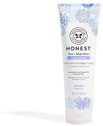 The Honest Company Truly Calming Face + Body Lotion | Dermatologist Tested | Body Lotion for Sensitive Skin | Baby Lotion | Lavender Essential Oils & Chamomile | 8.5 Fl Oz