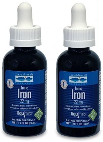 Trace Minerals Research Liquimins Ionic Iron, 22 mg, 1.9 Ounce (Pack of 2)