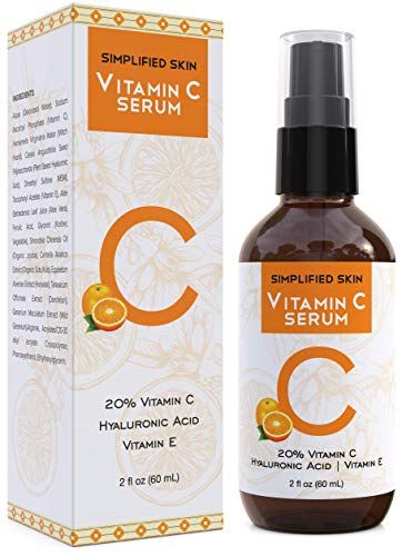 Vitamin C Serum 20% for Face & Eyes (2 oz). Anti Aging, Wrinkles, Acne & Dark Spot Remover Treatment with Hyaluronic Acid & Vit E. Best Antioxidant Facial Serum by Simplified Skin