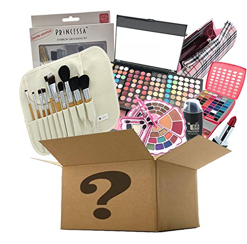 BR Makeup Surprise Mystery Box Gift Set - Exclusive All in One Makeup Set - Include Pro Makeup Brush Set, Eyeshadow Palette, Makeup Set, Lip Stick and Much More - COLORS VARIES (Large, Artistic)