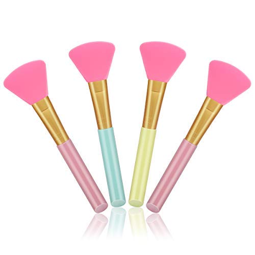 Cuttte 4pcs Silicone Face Mask Brushes, Flexible Facial Mud Mask Applicator Brush, Hairless Moisturizers Applicator Tools, Soft Face Mask Applicator for Mud, Clay, Charcoal Mixed Mask