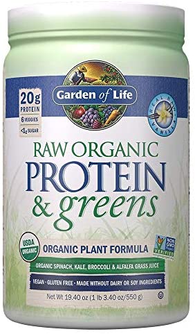 Garden of Life Raw Organic Protein & Greens Vanilla - 20 Servings, Vegan Protein Powder for Women and Men, Juiced Greens and 20g Plant Protein plus Probiotics & Enzymes, Gluten-Free Low Carb Shake