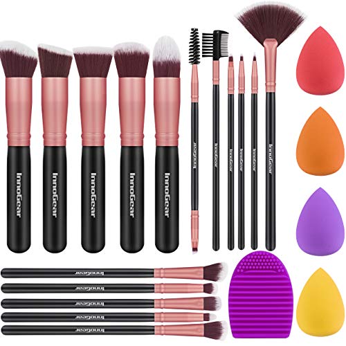 InnoGear Makeup Brushes Set, Professional Cosmetic Brush Set with 16 Makeup Brushes and Sponges and Brush Cleaner for Foundation Powder Concealers Eyeshadows Liquid Cream