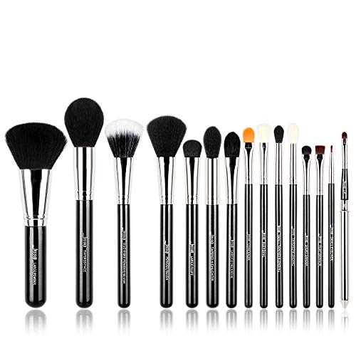 Jessup Pro Makeup Brushes 15 Pcs Makeup Brush Set Beaury Cosmetics Make Up Powder Foundation Eyeshadow Eyeliner Blending Lip Brush Tools (Black/Silver) T092