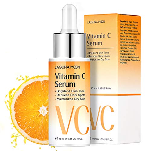 Lagunamoon Vitamin C Serum for Face - Facial Serum with Hyaluronic Acid & Amino Acid, Anti-Aging Serum, Increase Skin Hydration & Reduce Fine Lines & Wrinkles - 1.4 Oz Dropper Bottle