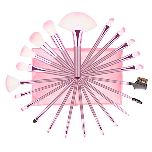 Makeup Brush Set, 22 Piece Professional Pink Cosmetic Brushes Kits Foundation Eyeshadow Brushes with Storage Bag For Girls