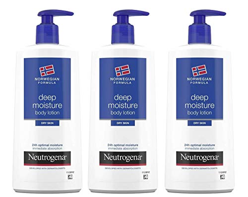 Neutrogena Deep Moisture Body Lotion for Dry Skin, Norwegian Formula, 24 Hour Moisture, 13.5 Ounce (Pack of 3)