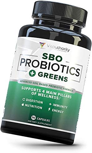 SBO Probiotics + Organic Greens Superfoods Blend: Vegan Friendly 50B CFUs Per Serving + Organic Spirulina, Kale, Broccoli, Spinach for Improved Digestion and Immunity, Shelf-Stable, 30 Servings