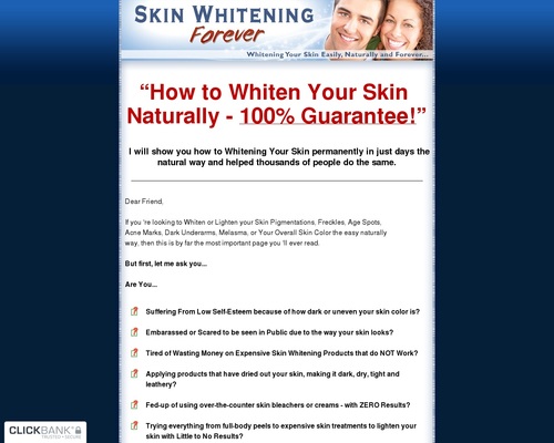 Skin Whitening Forever - Whitening Your Skin Easily, Naturally and Forever